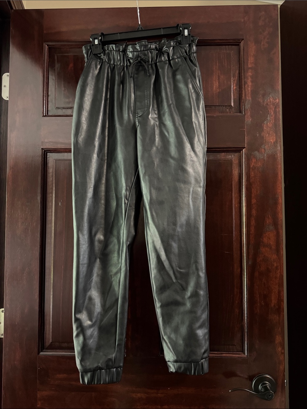 Abercrombie & Fitch Black Faux Leather Jogger Pants